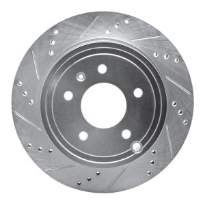 Chevrolet Captiva Brake Rotor (1) - Rear Left - R1 Concepts - Drilled & Slotted - Silver - `07-`15